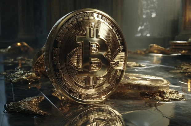 Bitcoin gold coin cinematic photorealistic